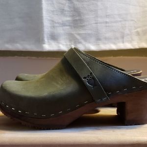 Sandgrens Swedish High heeled clogs, Dublin Olive, Sz EU 38